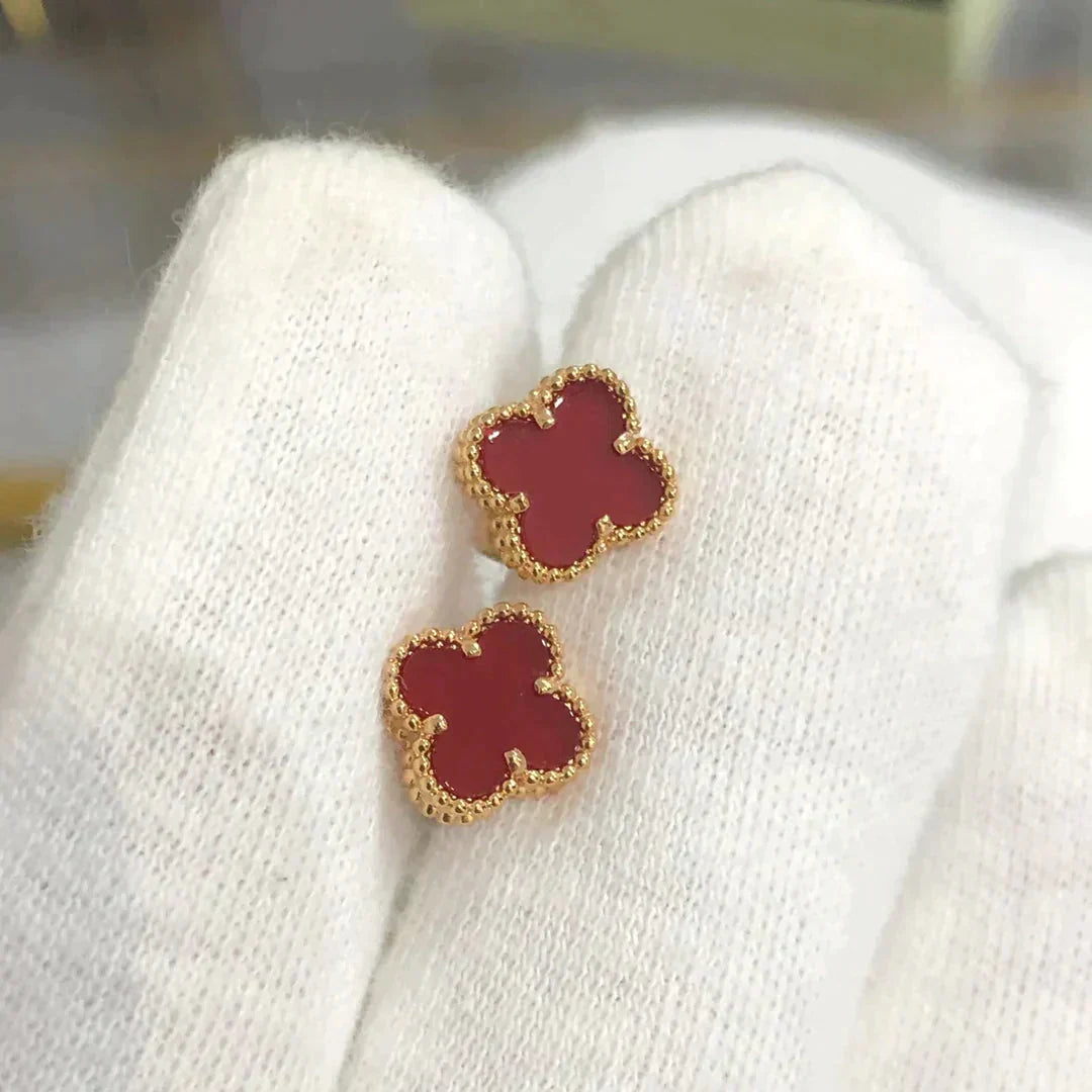 [Rosla]CLOVER MINI 9.5MM CARNELIAN EARRINGS