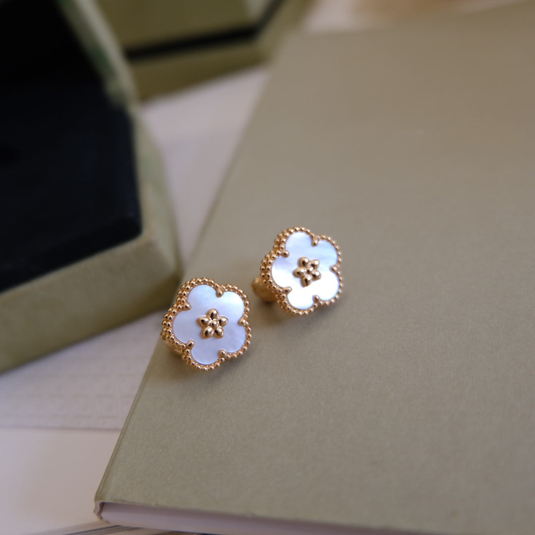 [Rosla]LUCKY PINK GOLD WHITE MOP EARRINGS