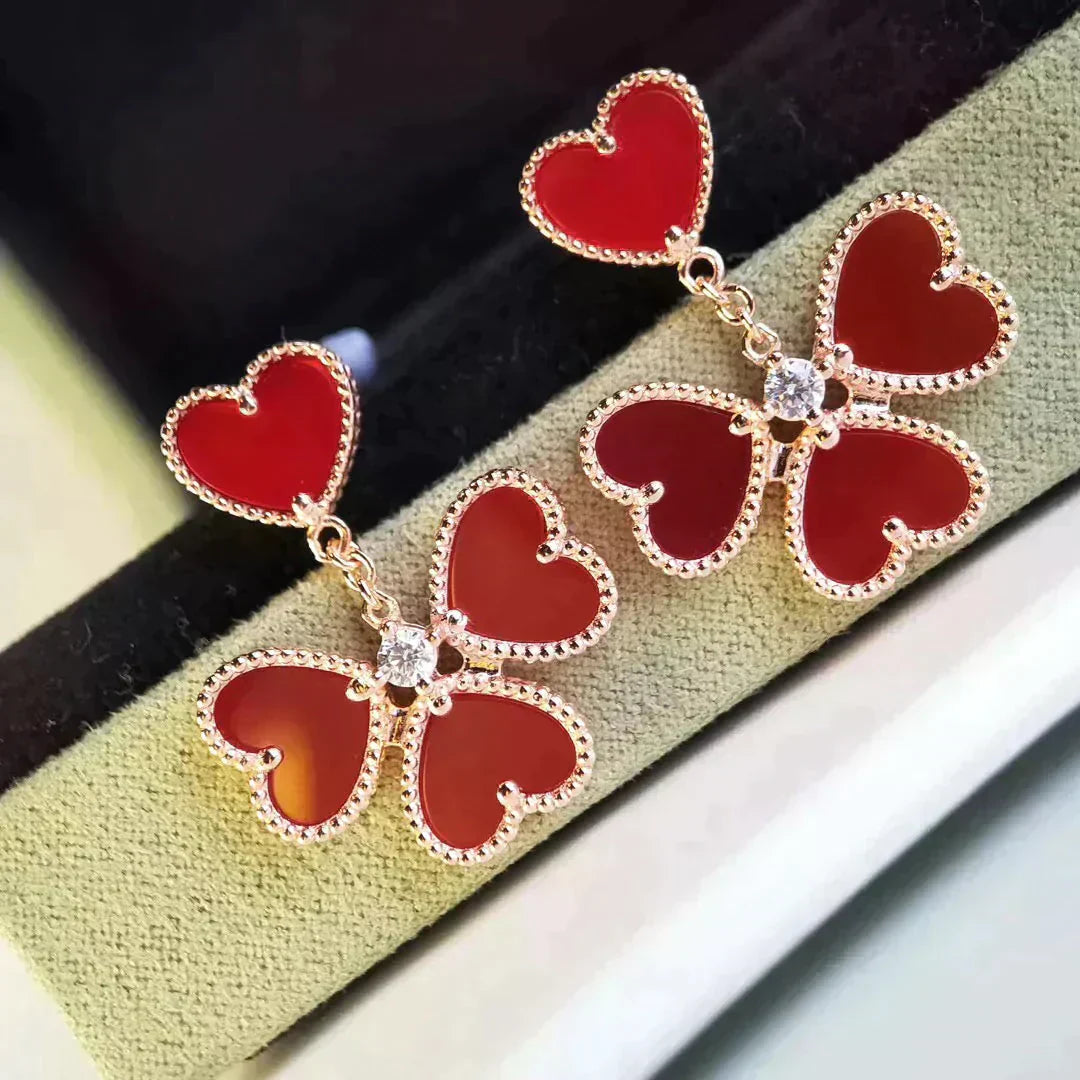 [Rosla]SWEET CLOVER CARNELIAN EARRINGS