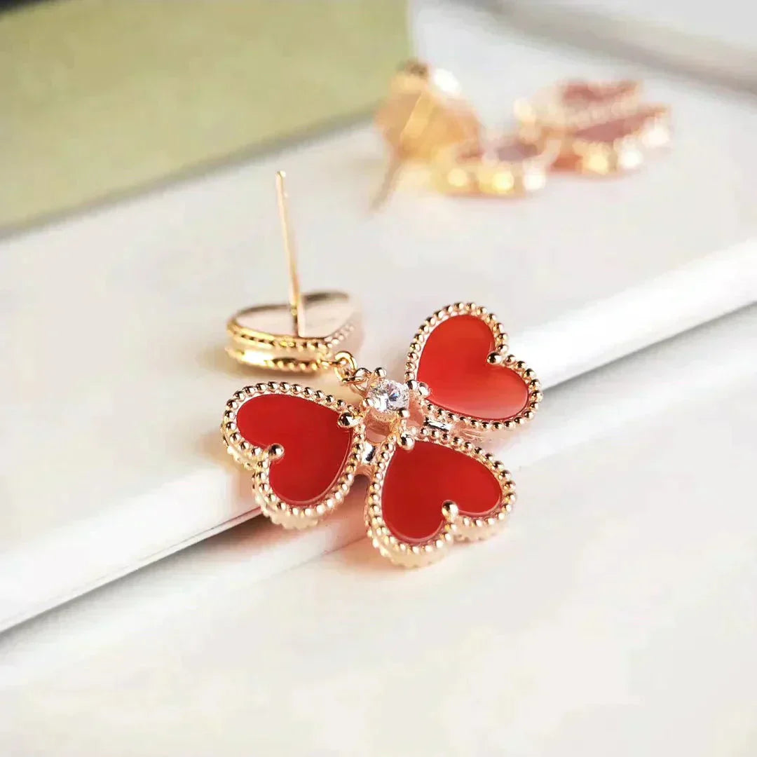 [Rosla]SWEET CLOVER CARNELIAN EARRINGS