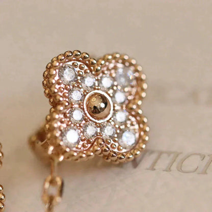 [Rosla]CLOVER MEDIUM 1 MOTIFS FUll DIAMOND EARRINGS