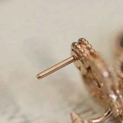 [Rosla]CLOVER MEDIUM 1 MOTIFS FUll DIAMOND EARRINGS