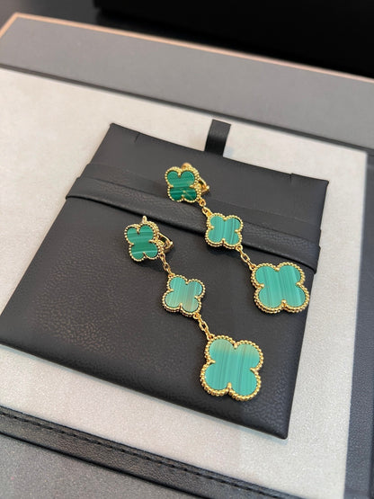 [Rosla]CLOVER MALACHITE 3 MOTIFS GOLD