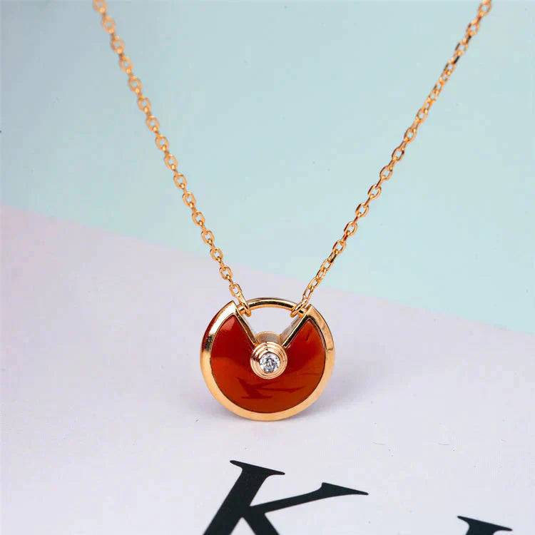 [Rosla]AMULETTE GOLD CARNELIAN ONYX NECKLACE