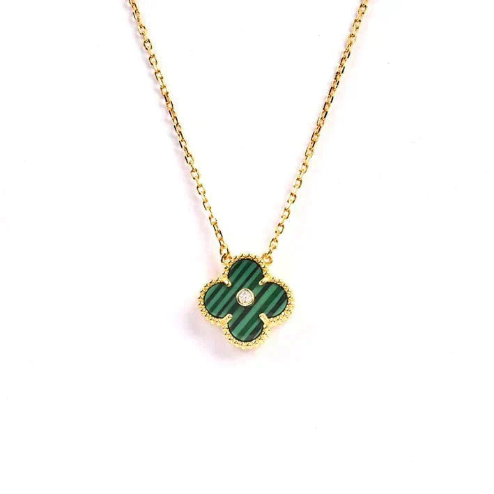 [Rosla]CLOVER 15MM DIAMOND TURQUOISE NECKLACE