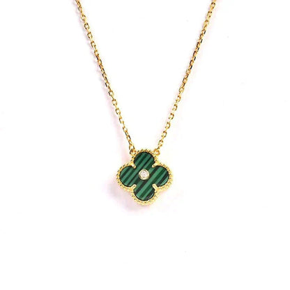 [Rosla]CLOVER 15MM DIAMOND TURQUOISE NECKLACE