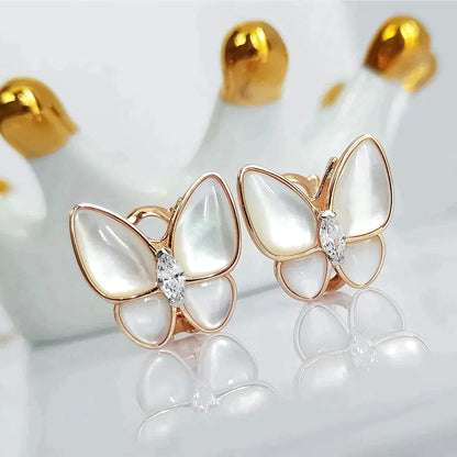 [Rosla]BUTTERFLY MOP DIAMOND EARRINGS