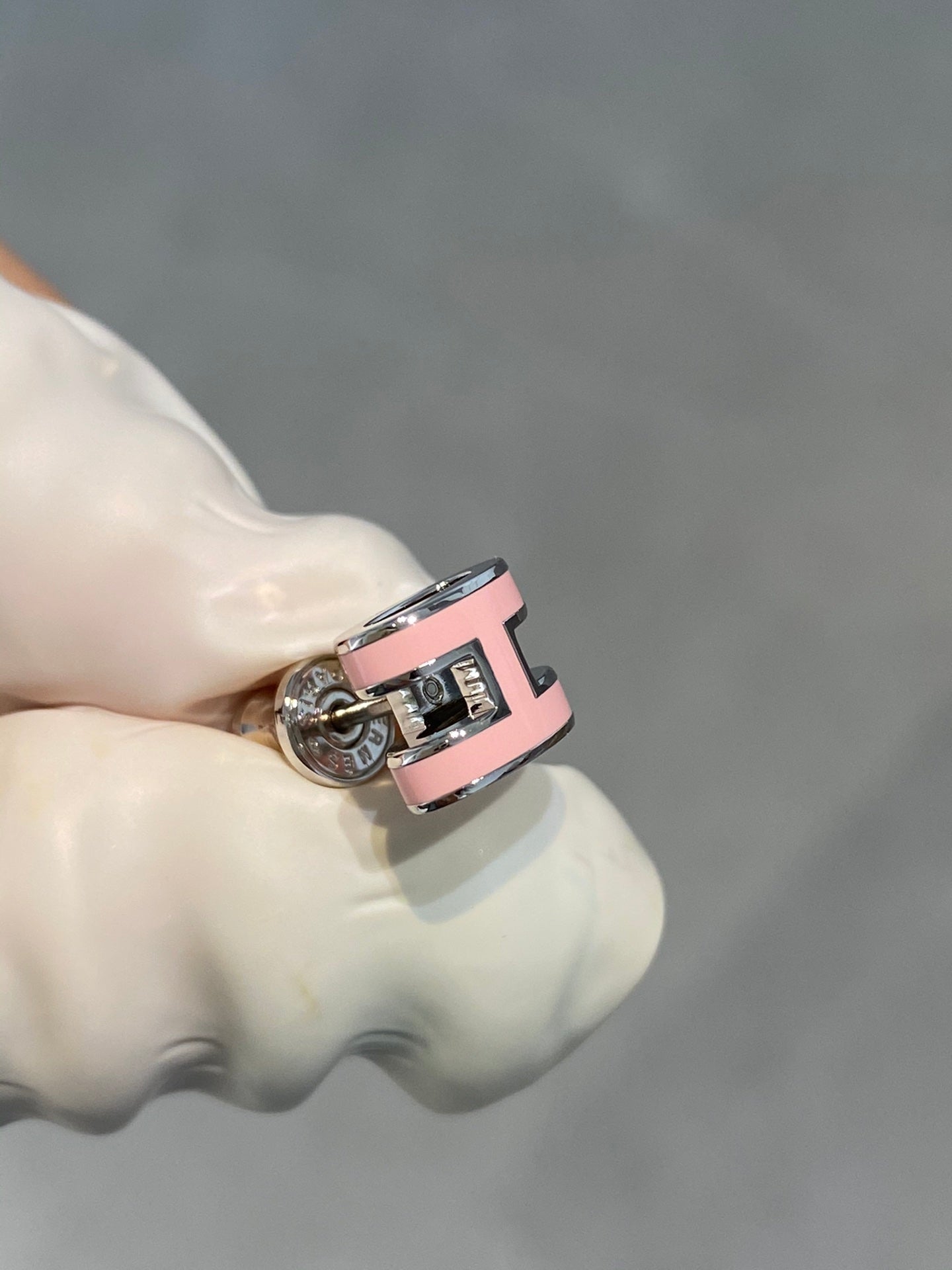 [Rosla]MINI POP H SILVER EARRINGS PINK