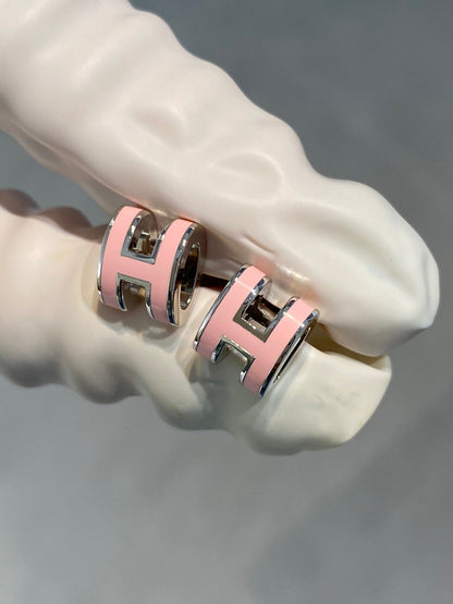 [Rosla]MINI POP H SILVER EARRINGS PINK