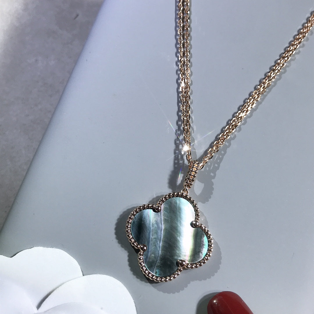 [Rosla]CLOVER 25MM GOLD DARK MOP BIG CLOVER NECKLACE