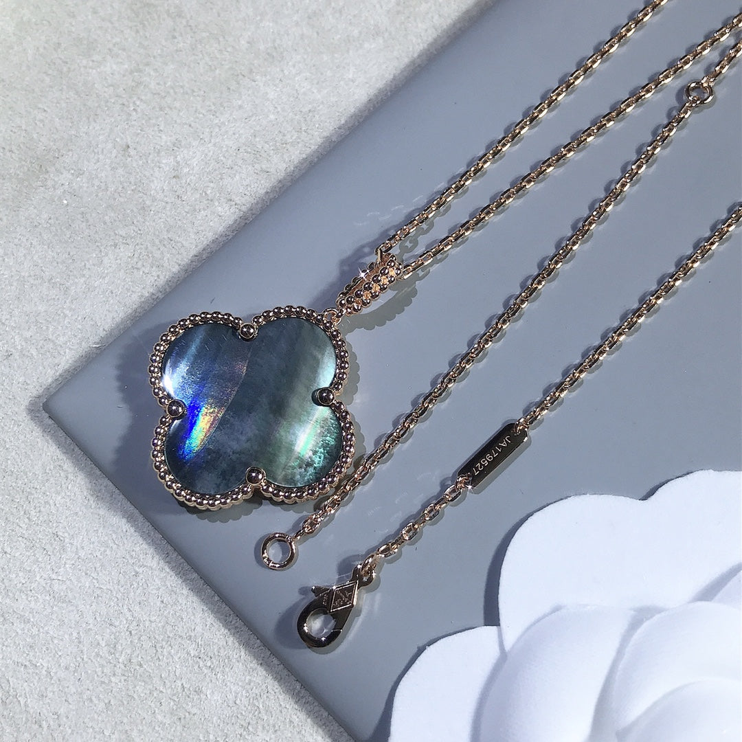 [Rosla]CLOVER 25MM GOLD DARK MOP BIG CLOVER NECKLACE