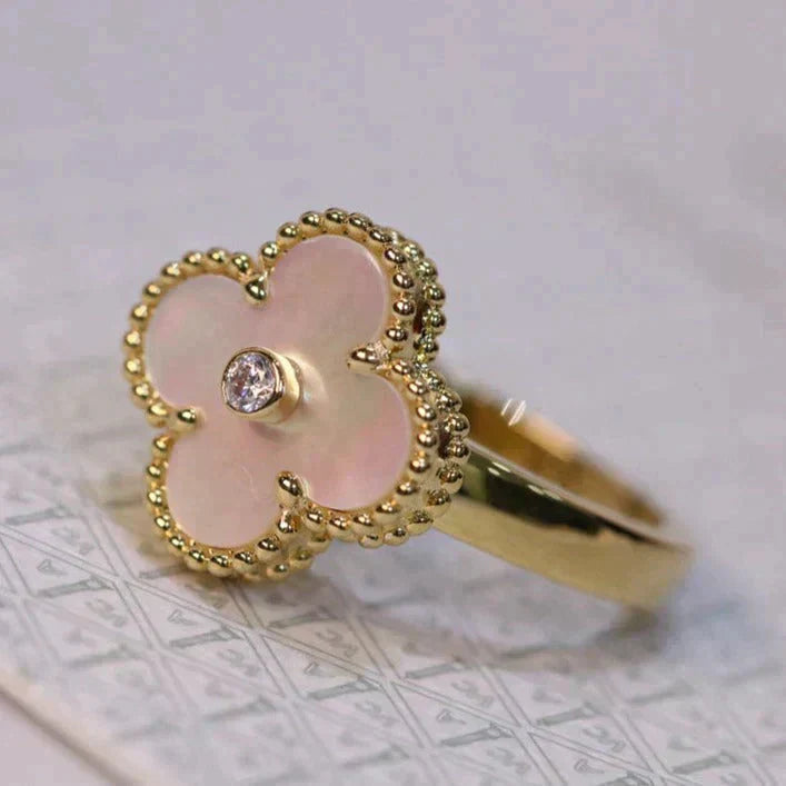 [Rosla]CLOVER PINK MOP RING GOLD DIAMOND