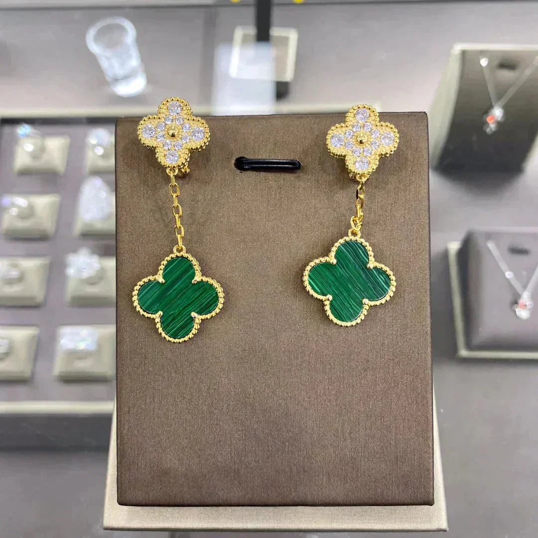 [Rosla]CLOVER  2 MOTIFS  DIAMOND  EARRINGS (MULTIPLE CHOICESç´