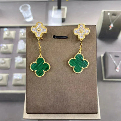 [Rosla]CLOVER  2 MOTIFS  DIAMOND  EARRINGS (MULTIPLE CHOICESç´