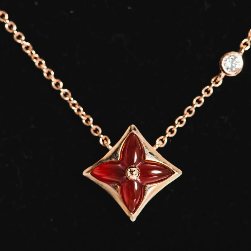 [Rosla]STAR NECKLACE PINK GOLD 1 DIAMOND