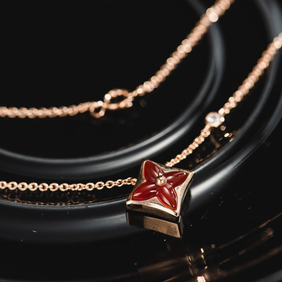 [Rosla]STAR NECKLACE PINK GOLD 1 DIAMOND