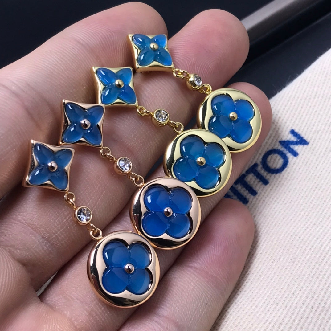 [Rosla]STAR AND SUN AGATE DIAMOND EARRINGS