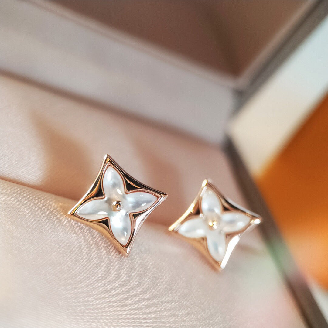 [Rosla]STAR MOP PINK GOLD EARRINGS