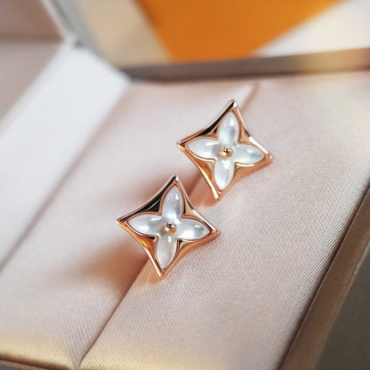 [Rosla]STAR MOP PINK GOLD EARRINGS