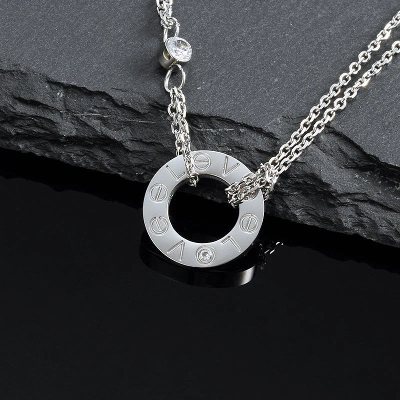 [Rosla]LOVE NECKLACE 16MM 2 DIAMONDS