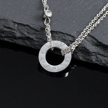 [Rosla]LOVE NECKLACE 16MM 2 DIAMONDS