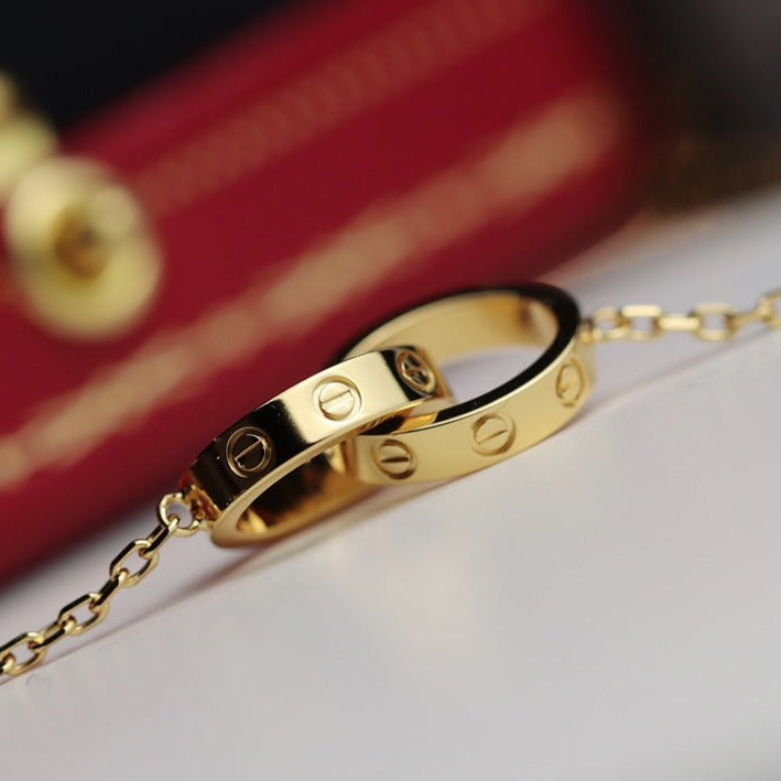 [Rosla]LOVE NECKLACE DOUBLE RING GOLD