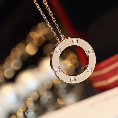 [Rosla]LOVE NECKLACE 16MM 6 DIAMONDS PINK GOLD