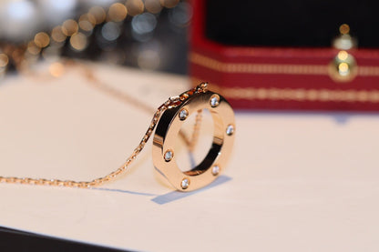 [Rosla]LOVE NECKLACE 16MM 6 DIAMONDS PINK GOLD