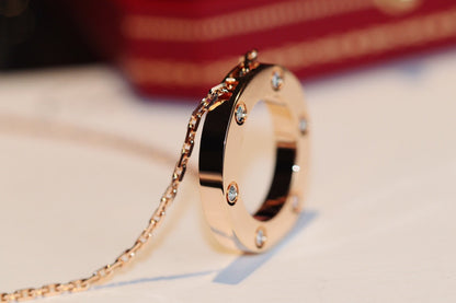[Rosla]LOVE NECKLACE 16MM 6 DIAMONDS PINK GOLD