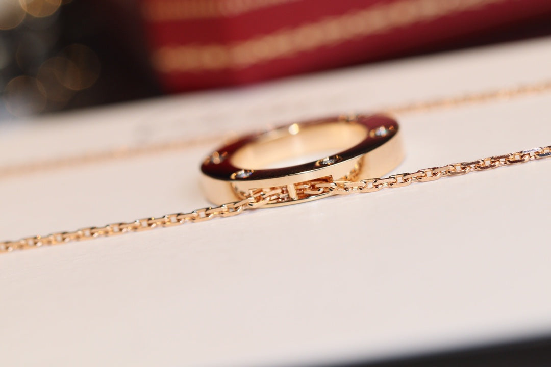 [Rosla]LOVE NECKLACE 16MM 6 DIAMONDS PINK GOLD