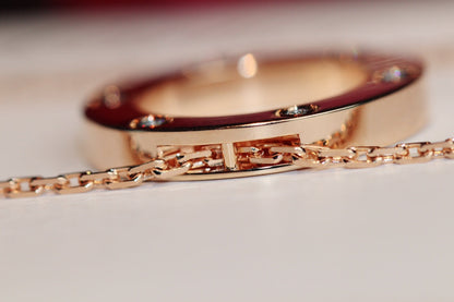 [Rosla]LOVE NECKLACE 16MM 6 DIAMONDS PINK GOLD