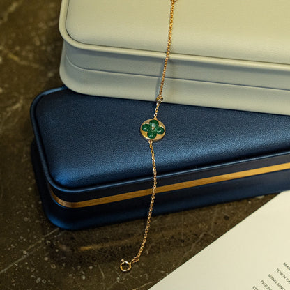 [Rosla]SUN MALACHITE 1 DIAMOND PINK GOLD BRACELET