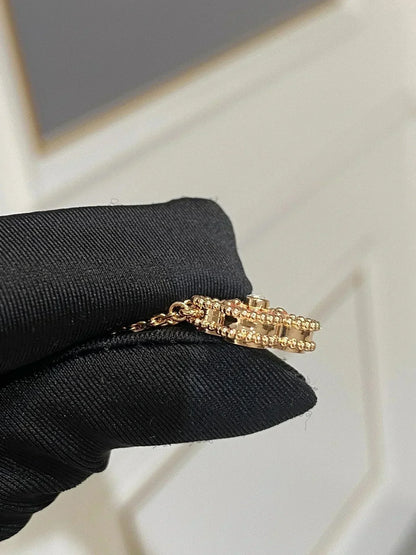 [Rosla]CLOVER 15MM DIAMOND RHODONITE NECKLACE