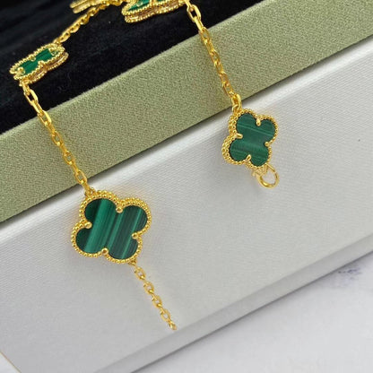 [Rosla]MAGIC CLOVER MALACHITE GOLD BRACELET 5 MOTIFS