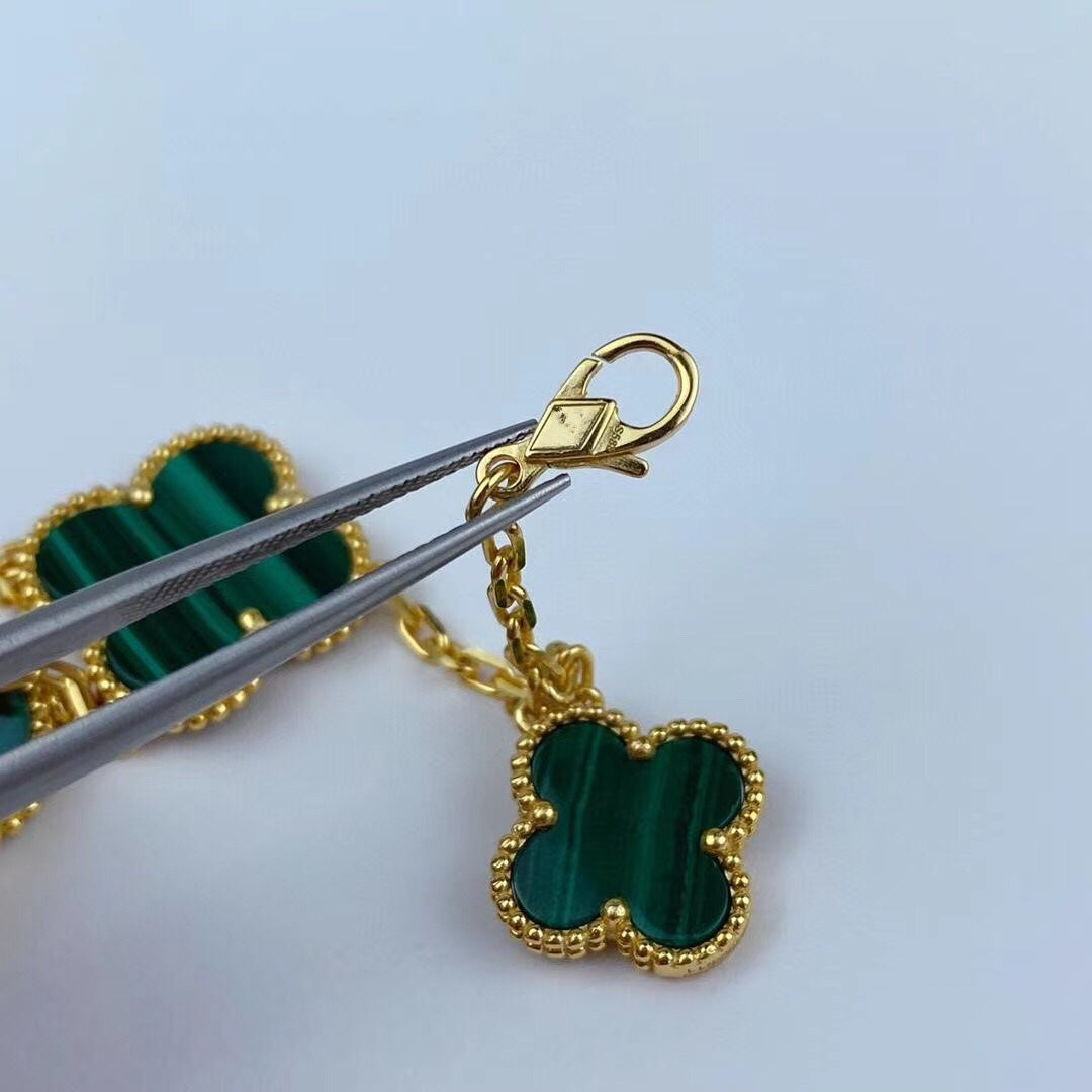 [Rosla]MAGIC CLOVER MALACHITE GOLD BRACELET 5 MOTIFS