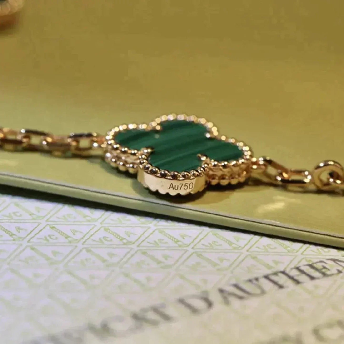 [Rosla]CLOVER 5 MOTIFS MALACHITE BRACELET