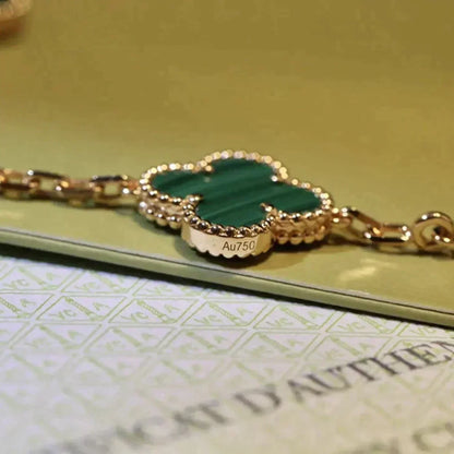 [Rosla]CLOVER 5 MOTIFS MALACHITE BRACELET