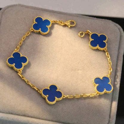 [Rosla]CLOVER 5 MOTIFS BLUE AGATE BRACELET