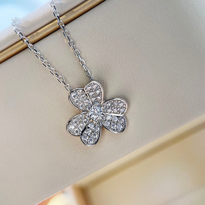 [Rosla]CLOVER DIAMOND NECKLACE SILVER