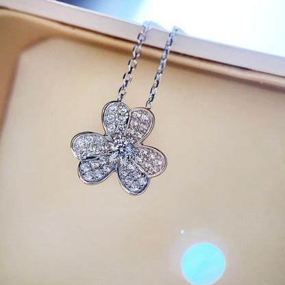 [Rosla]CLOVER DIAMOND NECKLACE SILVER