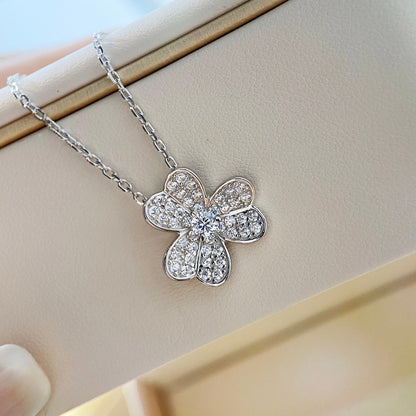 [Rosla]CLOVER DIAMOND NECKLACE SILVER