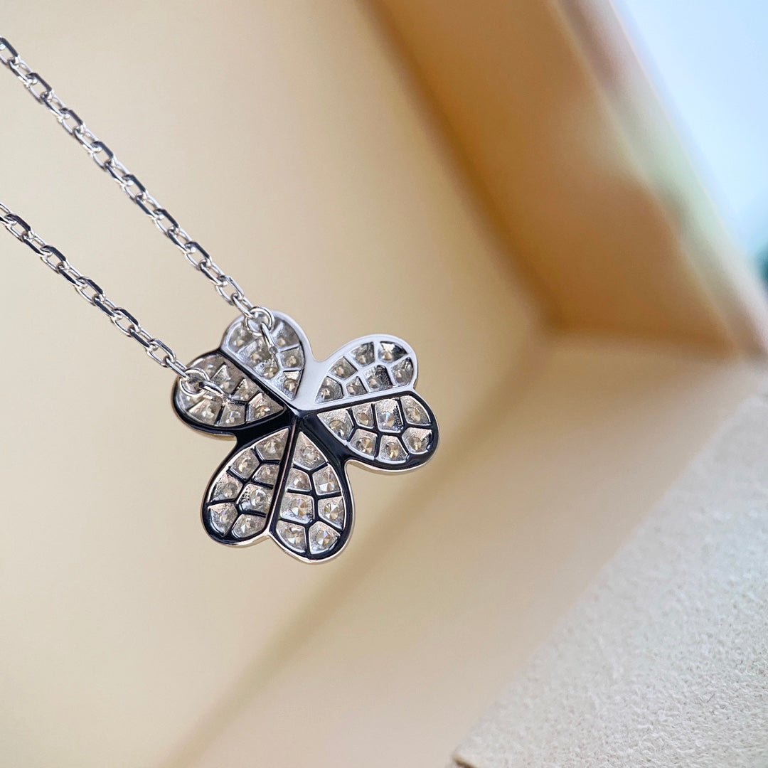 [Rosla]CLOVER DIAMOND NECKLACE SILVER