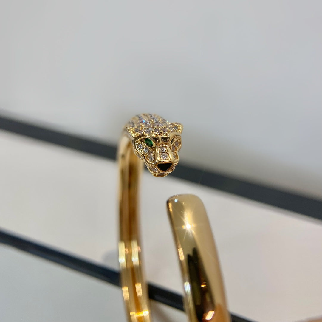 [Rosla]PANTHERE GOLD DIAMOND OPEN BRACELET