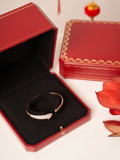 [Rosla]PANTHERE ROSE GOLD DIAMOND OPEN BRACELET