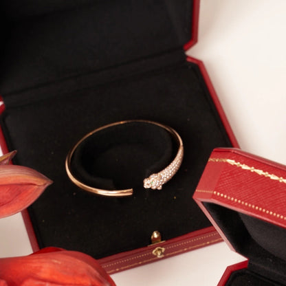 [Rosla]PANTHERE ROSE GOLD DIAMOND OPEN BRACELET