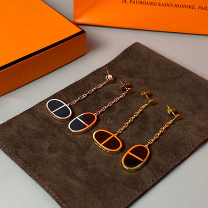 [Rosla]CHAINE VERSO BLACK CERAMIC EARRINGS