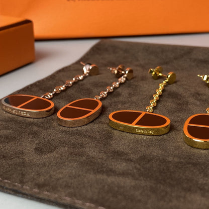 [Rosla]CHAINE VERSO BLACK CERAMIC EARRINGS