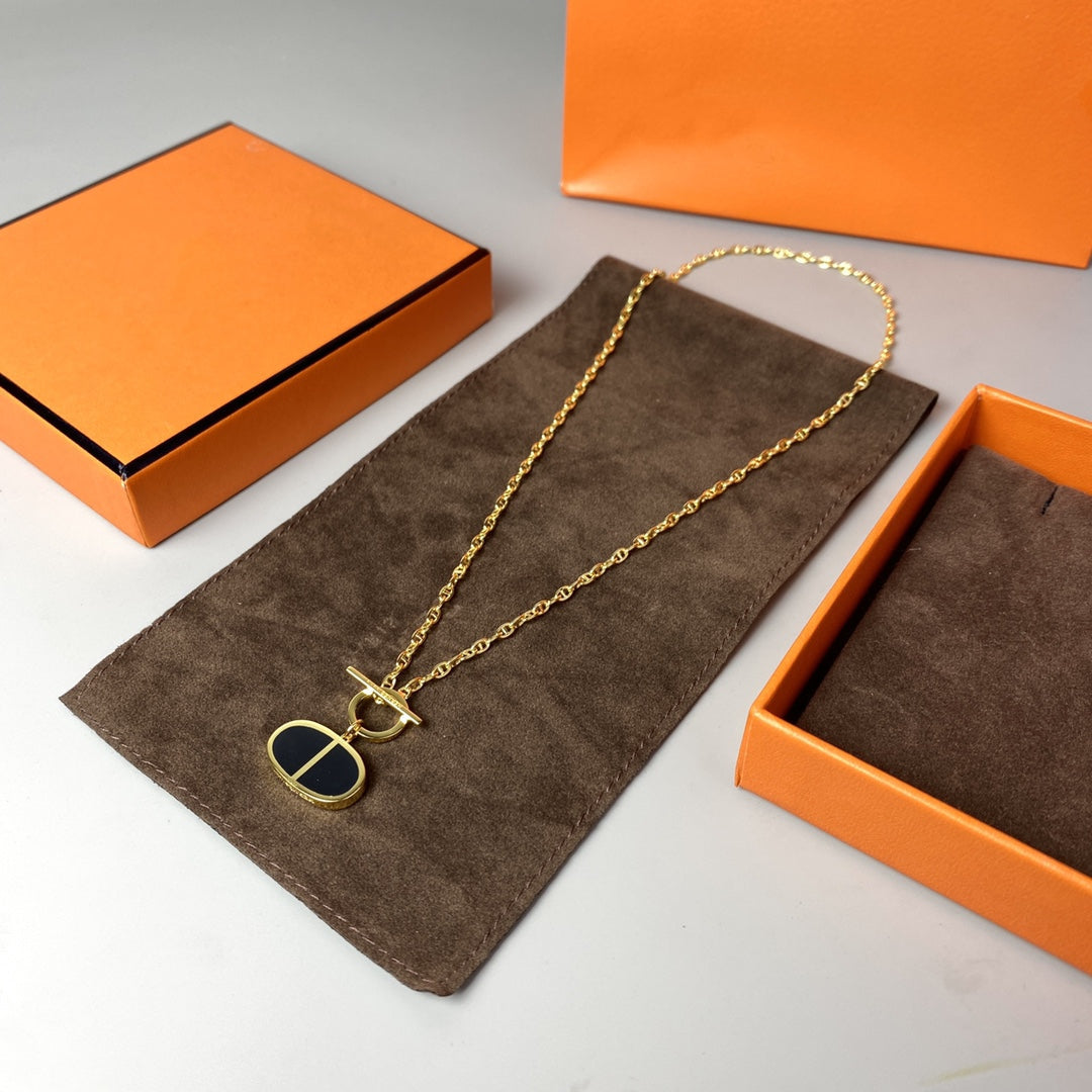 [Rosla]CHAINE VERSO BLACK CERAMIC NECKLACE