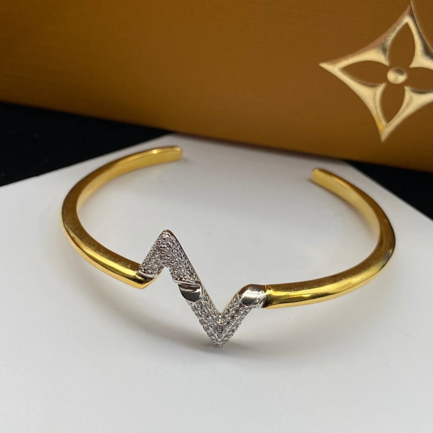 [Rosla]VOLTE UPSITE DOWN DIAMOND GOLD OPEN BRACELET