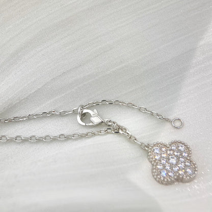 [Rosla]CLOVER 5 MOTIFS SILVER DIAMONDS NECKLACE